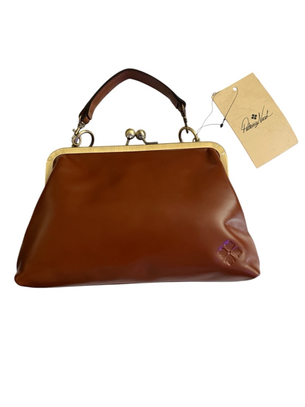 Patricia Nash Sofia Frame Crossbody Rugged Natural Grain Leather